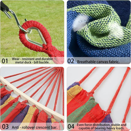Portable Camping Hammock Lightweight Fabric Hammock for Backpacking, Beach, Patio, Backyard, Outdoor (Red) V1259-DP01-H-00036