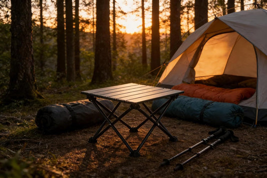 Roll-Up Camping Table, 4-Person Lightweight Portable Outdoor Table with Carry Bag for Picnics BBQ Travel V1259-DP01-H-00037