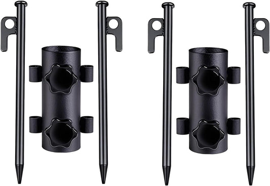 Portable Tent Holder Camping Tent Pole Holder Comes with 4 Ground Nails Tent Fixed Tube Pole Stand for V1259-DP01-H-00040