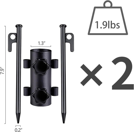 Portable Tent Holder Camping Tent Pole Holder Comes with 4 Ground Nails Tent Fixed Tube Pole Stand for V1259-DP01-H-00040