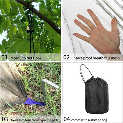Camping Mosquito Net Compact Ultralight No-See-Um Breathable Mesh Bugnet Mosquito Netting Fits Sleeping Bags, V1259-DP01-H-00041