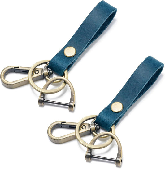 Leather Car Keychain Holder for Men and Women,Universal Keys Fob Key chains Accessories with Carabiner Clip V1259-DP01-H-00048