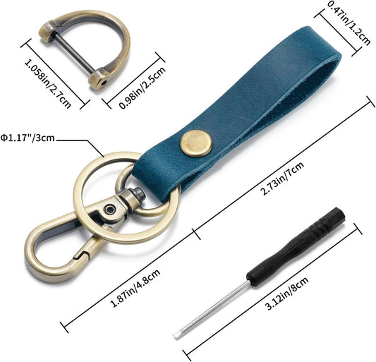 Leather Car Keychain Holder for Men and Women,Universal Keys Fob Key chains Accessories with Carabiner Clip V1259-DP01-H-00048
