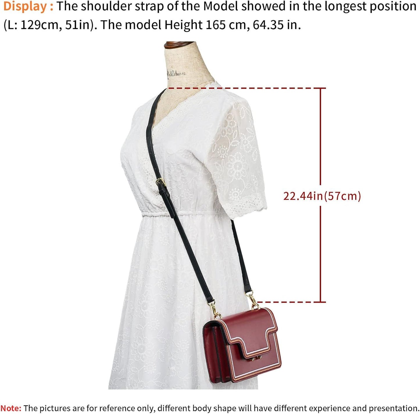 Leather Adjustable Replacement Strap Shoulder Bag Cross Body Bag Purse Handbag For Women, 43-51 Inch V1259-DP01-H-00049