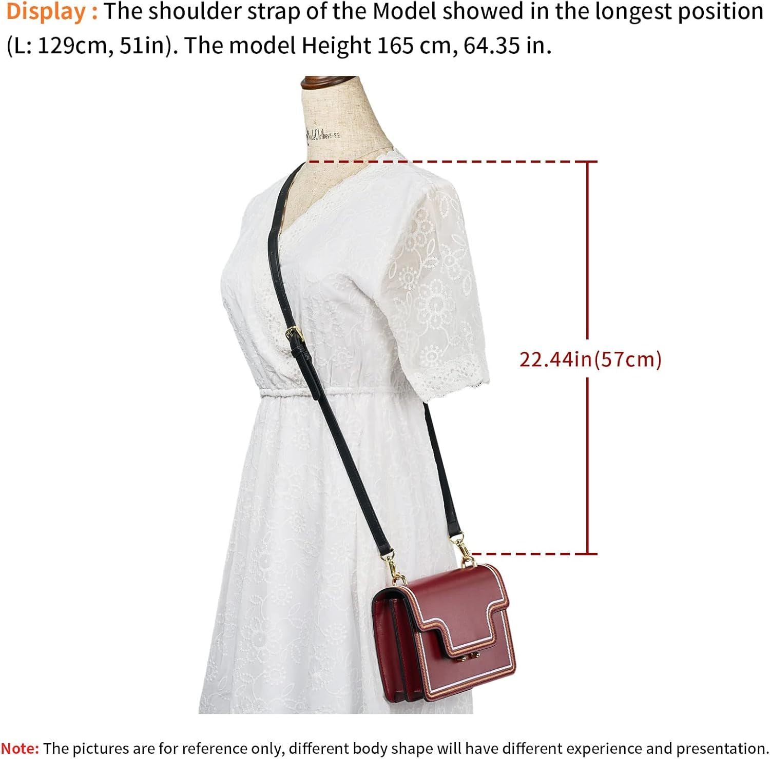Leather Adjustable Replacement Strap Shoulder Bag Cross Body Bag Purse Handbag For Women, 43-51 Inch V1259-DP01-H-00049