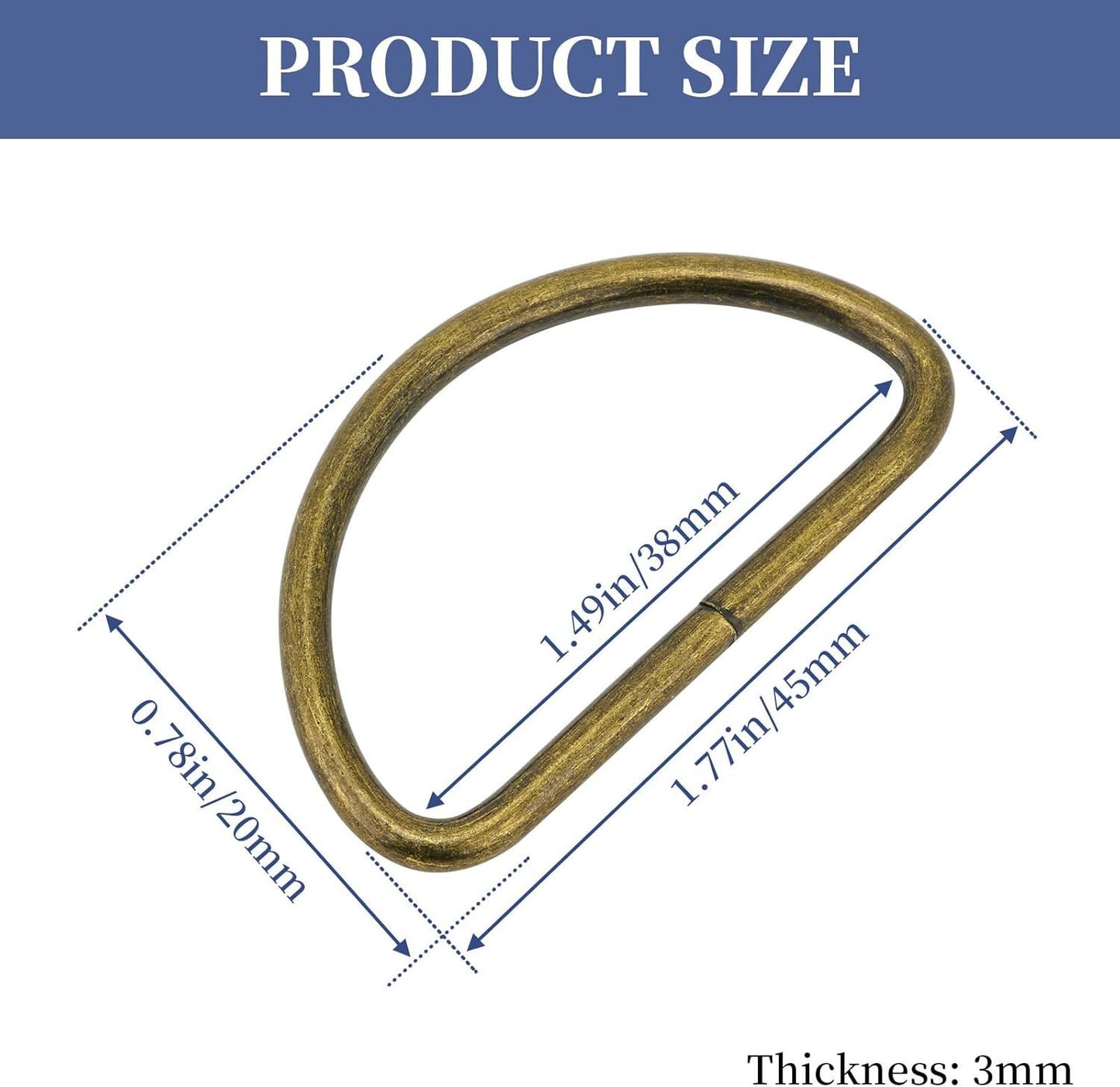 50pcs Metal D Ring Buckle for Purse Hardware Sewing Accessories Crafts Hand DIY V1259-DP01-H-00053