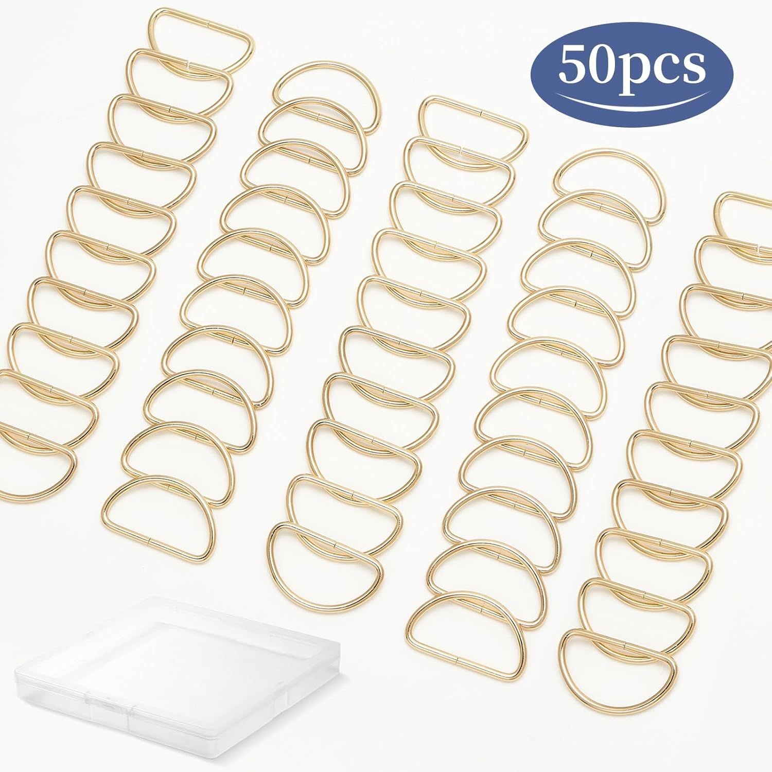 50pcs Metal D Ring Buckle for Purse Hardware Sewing Accessories Crafts Hand DIY V1259-DP01-H-00053