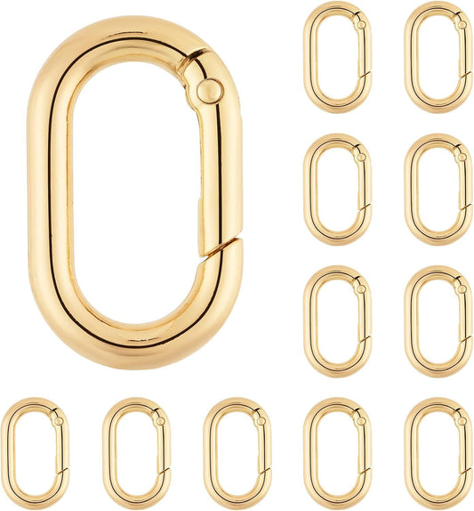 12Pack 1 Inch Small Carabiner Spring Hooks Metal Oval Clip for Purse Keychain Replacement,Climbing Hiking, V1259-DP01-H-00055