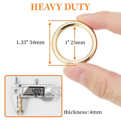 15pcs Metal Seamless Welded O Rings,Multi-Purpose O-Ring Hardware for Crafts Macrame Rings,Gold,1 inch V1259-DP01-H-00056