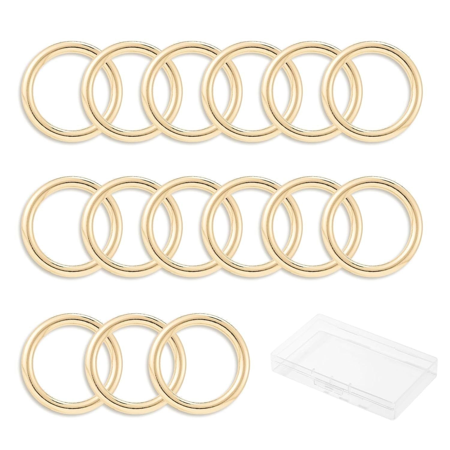 15pcs Metal Seamless Welded O Rings,Multi-Purpose O-Ring Hardware for Crafts Macrame Rings,Gold,1 inch V1259-DP01-H-00056