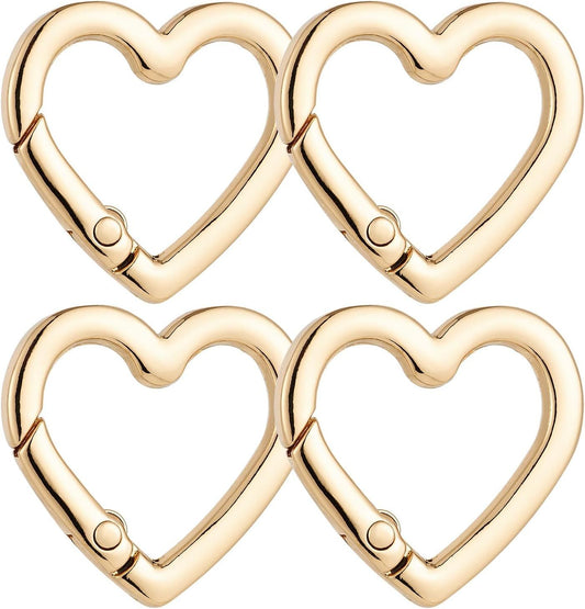 4 Pcs Heart Shaped Keychain Clip, Zinc Alloy Cute Heart Carabiner, Small Craft KeyringSpring Snap Clasp Hook V1259-DP01-H-00057