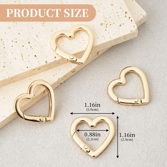 4 Pcs Heart Shaped Keychain Clip, Zinc Alloy Cute Heart Carabiner, Small Craft KeyringSpring Snap Clasp Hook V1259-DP01-H-00057
