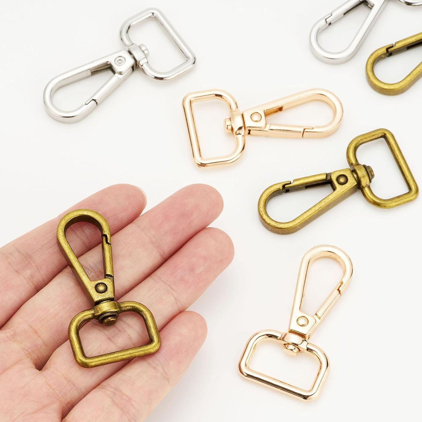 9 Pcs D Ring Swivel Lobster Claw Clasp Push Gate Snap Hooks Trigger Clips for DIY Crafts Keychain Purse V1259-DP01-H-00059