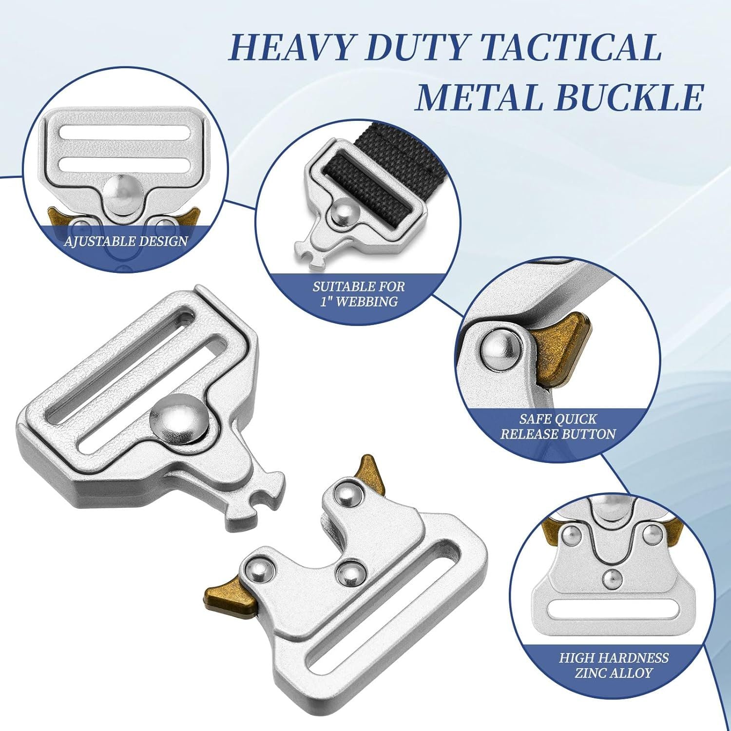 Tactical Buckle Replacement 2 pack,Metal Buckle Clip for Dog Collar, Keychain, Hunting Belt Bags V1259-DP01-H-00061