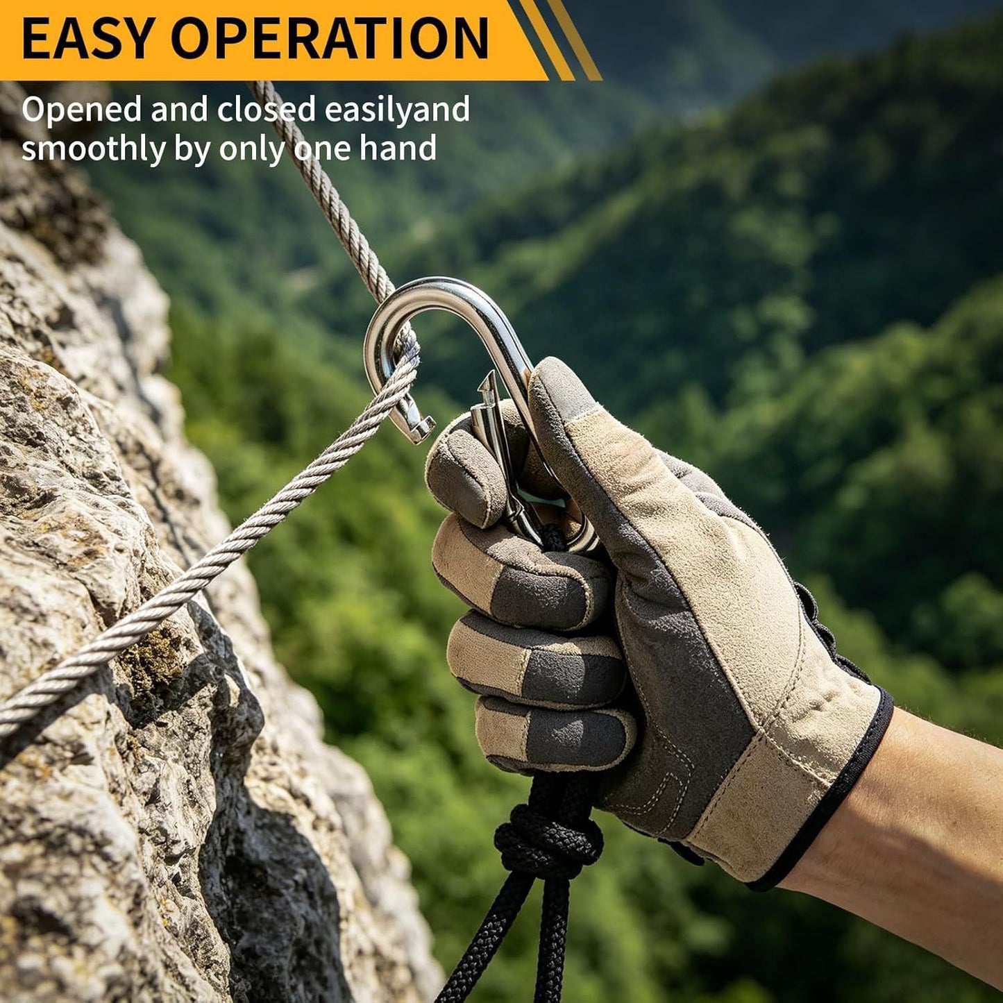 4Pcs Stainless Steel Spring Snap Hook Carabiner 304 Stainless Steel Heavy Duty Clips for Backpack Hiking V1259-DP01-H-00064