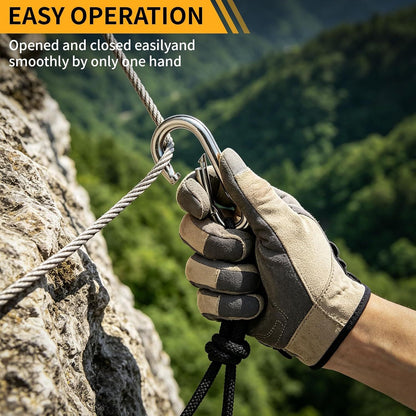 4Pcs Stainless Steel Spring Snap Hook Carabiner 304 Stainless Steel Heavy Duty Clips for Backpack Hiking V1259-DP01-H-00064