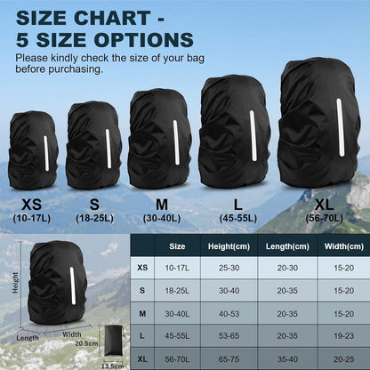 2 Pack Waterproof Rain Cover for Backpack, Reflective Rainproof Protector for Anti-Dust and Anti-Theft,M Size V1259-DP01-H-00071