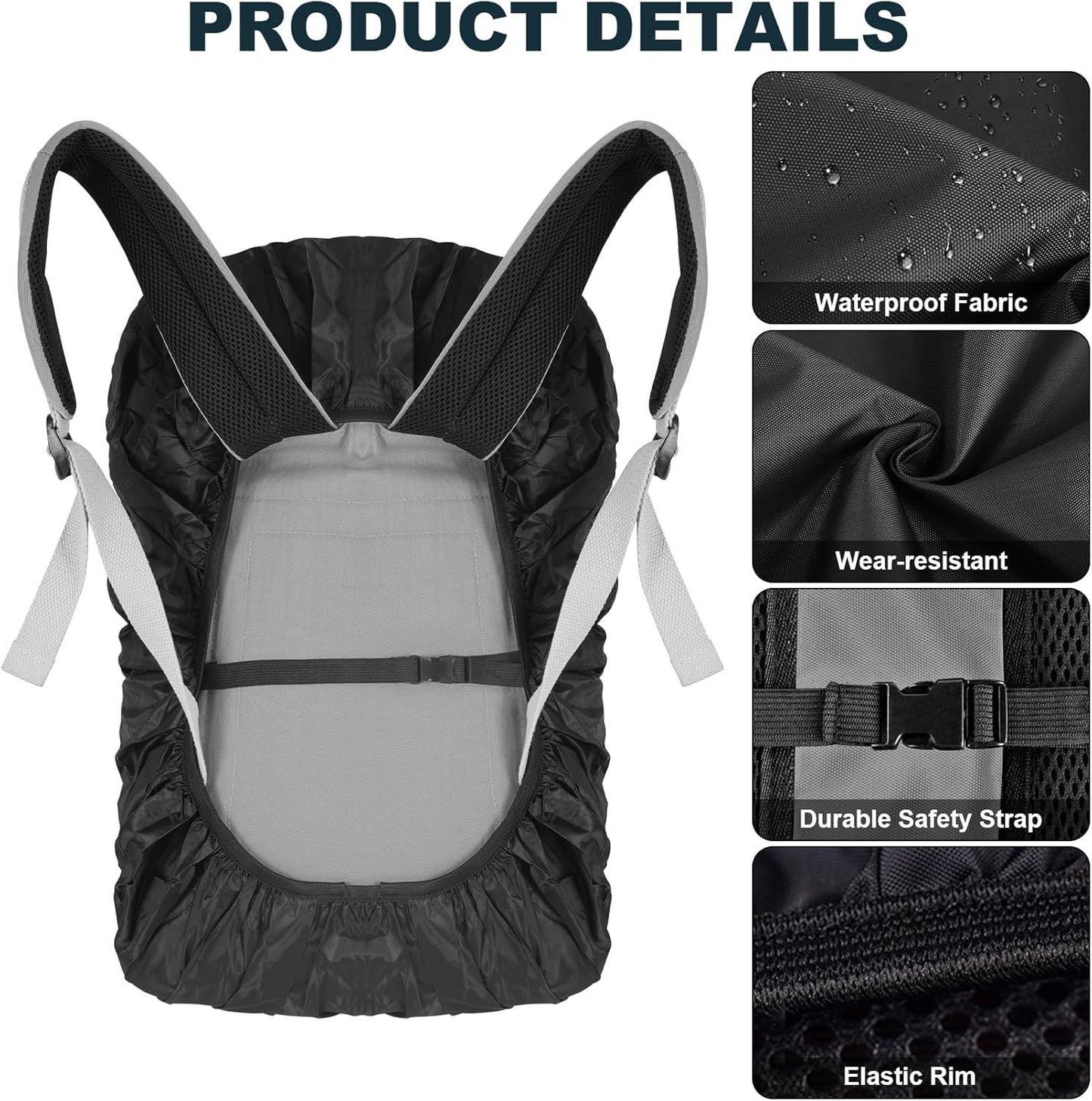 2 Pack Waterproof Rain Cover for Backpack, Reflective Rainproof Protector for Anti-Dust and Anti-Theft,M Size V1259-DP01-H-00071