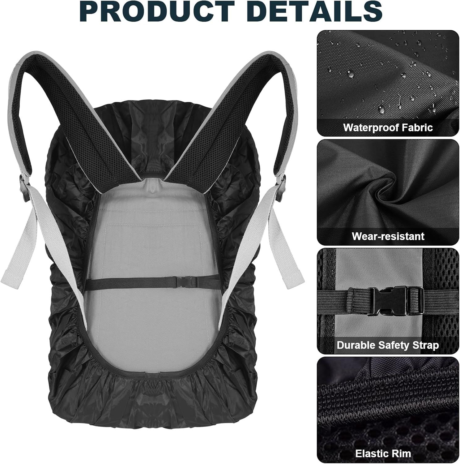 2 Pack Waterproof Rain Cover for Backpack, Reflective Rainproof Protector for Anti-Dust and Anti-Theft,M Size V1259-DP01-H-00071