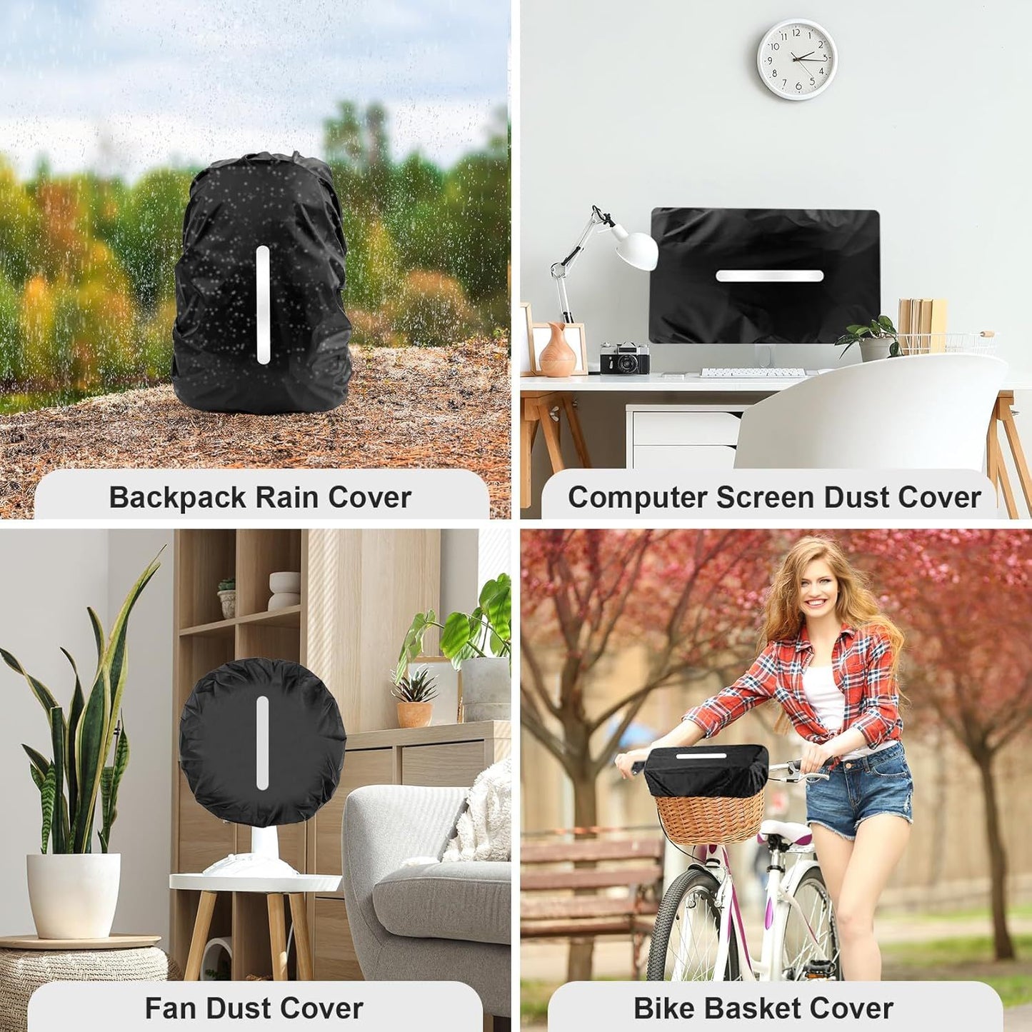 2 Pack Waterproof Rain Cover for Backpack, Reflective Rainproof Protector for Anti-Dust and Anti-Theft,M Size V1259-DP01-H-00071