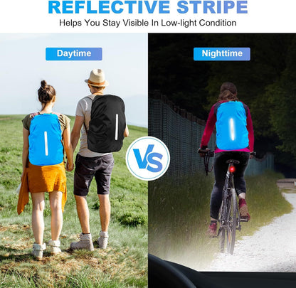 2pcs Waterproof Rain Cover for Backpack, Reflective Rainproof Protector for Anti-dust and Anti-Theft M V1259-DP01-H-00072