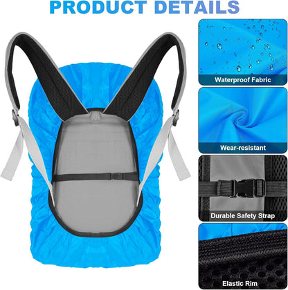 2pcs Waterproof Rain Cover for Backpack, Reflective Rainproof Protector for Anti-dust and Anti-Theft M V1259-DP01-H-00072