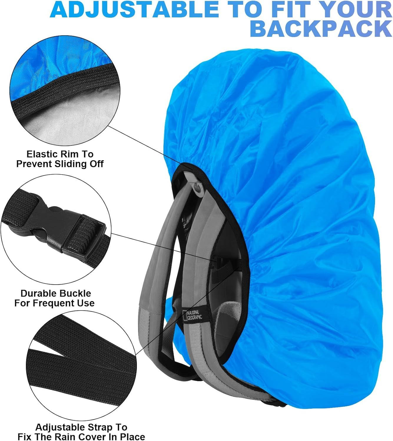 2pcs Waterproof Rain Cover for Backpack, Reflective Rainproof Protector for Anti-dust and Anti-Theft M V1259-DP01-H-00072
