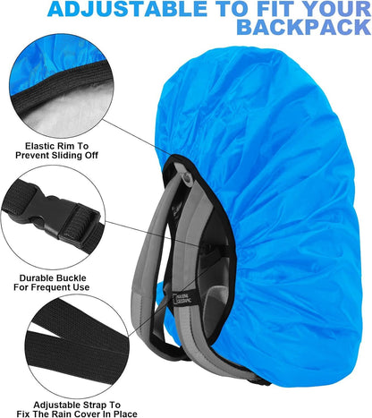2pcs Waterproof Rain Cover for Backpack, Reflective Rainproof Protector for Anti-dust and Anti-Theft M V1259-DP01-H-00072