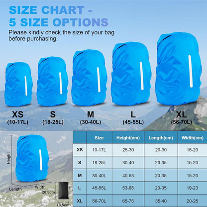 2pcs Waterproof Rain Cover for Backpack, Reflective Rainproof Protector for Anti-dust and Anti-Theft M V1259-DP01-H-00072