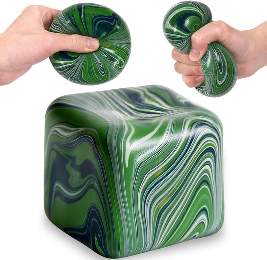 Large Veined Ice Cube Squishy Toy, 7cm (2.76 Inch) Big Stress Cube, Soft Sensory Fidget Toy for Anxiety V1259-DP01-H-00076