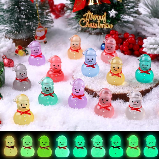 48 Pcs Christmas Mini Luminous Resin Snowman, 9 Colors Mini Resin Snowman Tiny Little Small Snowmen Glow in V1259-DP01-H-00095