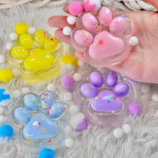 4Pcs Taba Squishy Paw, Transparent Cat Paw Squishy for Stress Relief and Relax, Soft Squeeze Fidget Toys for V1259-DP01-H-00100