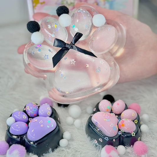 3 Pcs Taba Squishy Cat Paw Big 5 in Squeeze Toys, Large Transparent Cat Paw Squishy Toys Pack, Squeeze Toy V1259-DP01-H-00101
