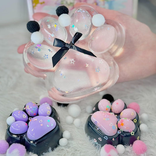 3 Pcs Taba Squishy Cat Paw Big 5 in Squeeze Toys, Large Transparent Cat Paw Squishy Toys Pack, Squeeze Toy V1259-DP01-H-00101