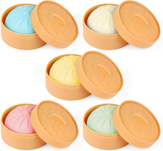 5 PCS Colorful Dumpling Stress Balls Fidget Sensory Toy,Squeeze Dough Ball Stress Relief Hand Toy,Bun with V1259-DP01-H-00112