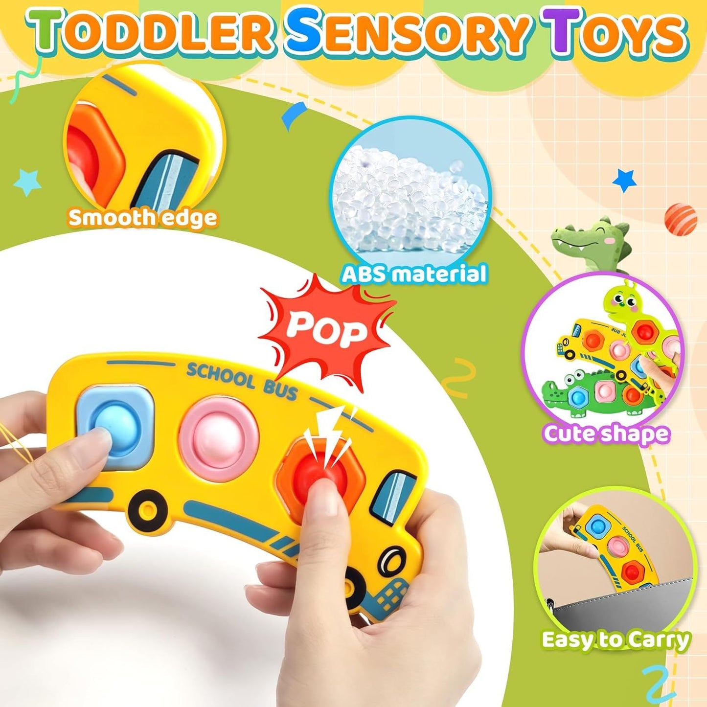 3PC Fidget Popper Sensory Toys Airplane Travel Activities for Toddlers Goodie Bags Pop It Fidget Toys for 12+ V1259-DP01-H-00136