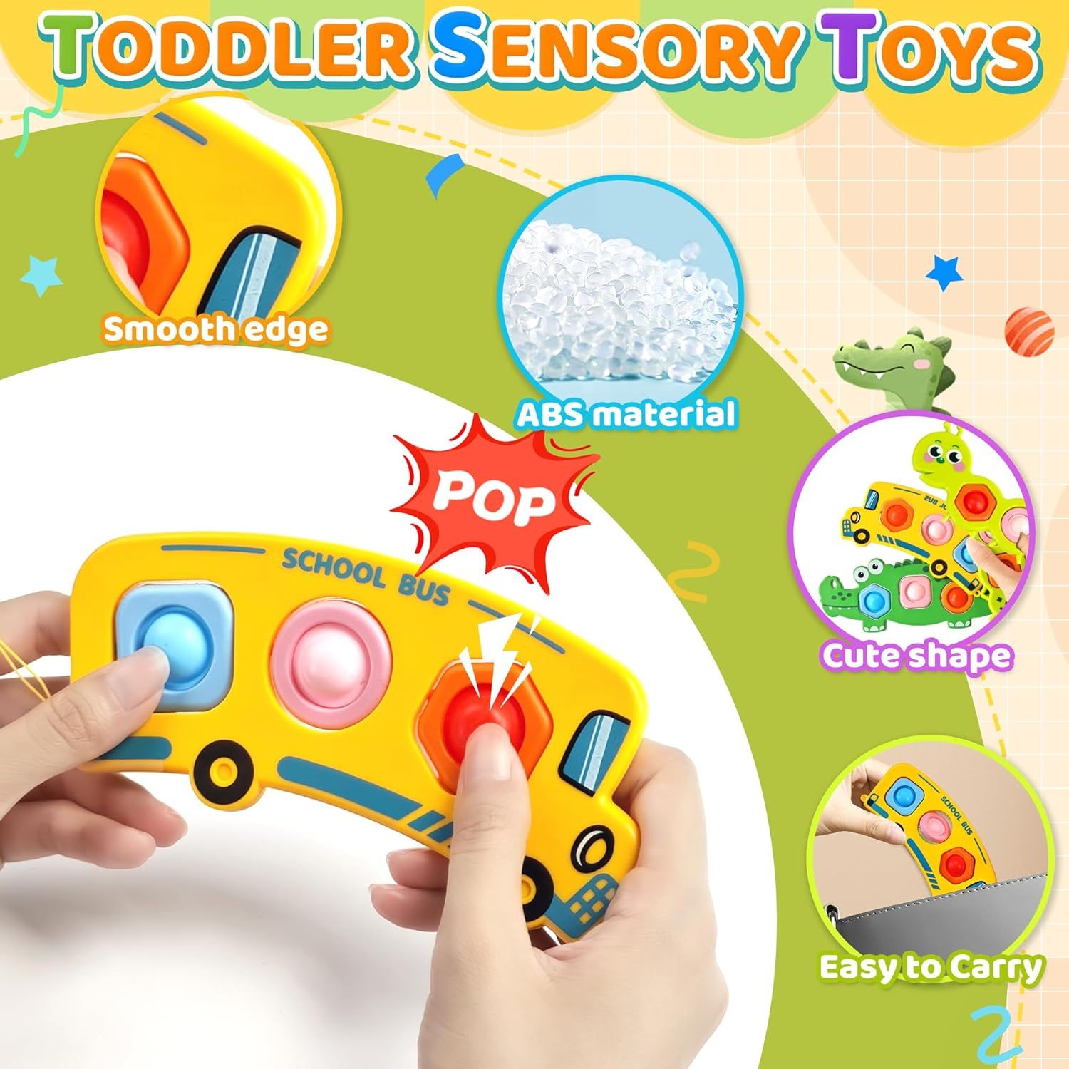 3PC Fidget Popper Sensory Toys Airplane Travel Activities for Toddlers Goodie Bags Pop It Fidget Toys for 12+ V1259-DP01-H-00136
