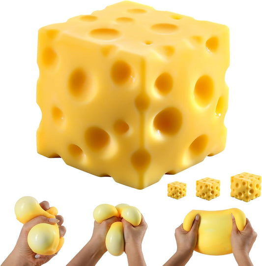 Cheese Squishy Cube Block, Squishy Fidget Toys for Adults & Teens, Easter Basket Stocking Stuffers, Sensory V1259-DP01-H-00145