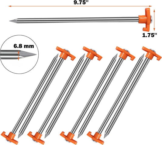 20 Pack Tent Stakes Heavy Duty, 9.75 Inch Yard Stakes Non-Rust Metal Tent Pegs Ground Stakes Tent Spikes for V1259-DP01-I-00002
