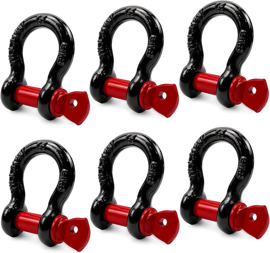 6 Pack 5/8" D Ring Shackles for Rigging, 3.25 Ton /7165 Lbs Capacity Shackles with 3/4" Pin for Tow Strap V1259-DP01-I-00007