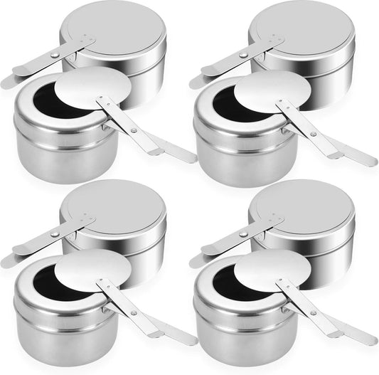 8 Pack Chafing Fuel Holder, Stainless Steel Chafe Wick Fuel Holder with Safety Cover Canned Heat Box Holder V1259-DP01-I-00008