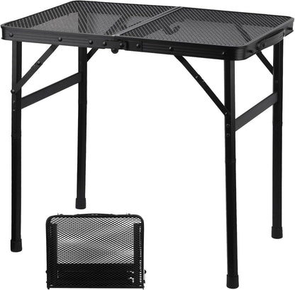 Camping Table with Mesh Desktop, Lightweight & Portable Small Folding Grill Table, Height Adjustable Metal V1259-DP01-I-00035
