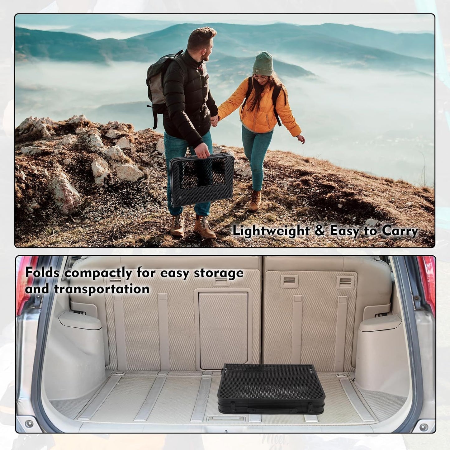 Camping Table with Mesh Desktop, Lightweight & Portable Small Folding Grill Table, Height Adjustable Metal V1259-DP01-I-00035