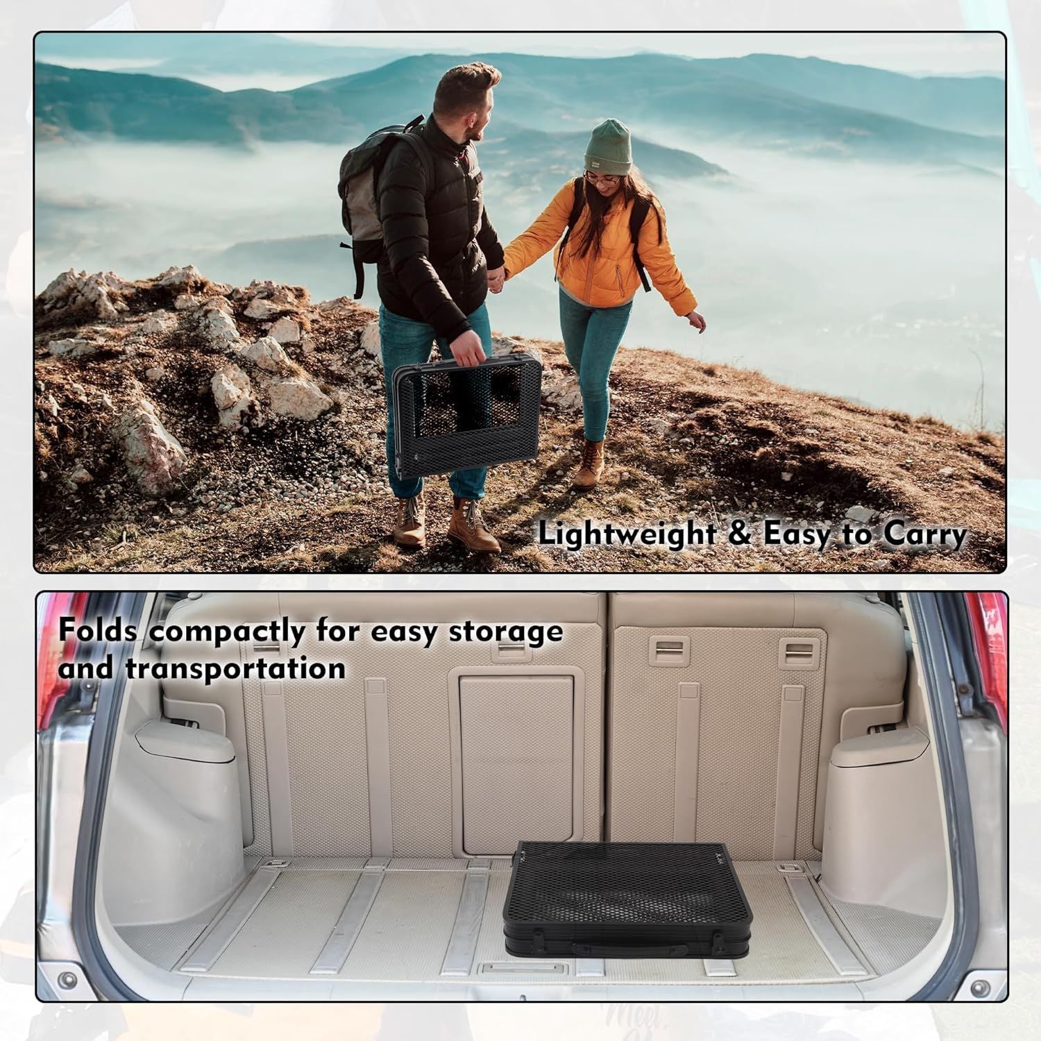 Camping Table with Mesh Desktop, Lightweight & Portable Small Folding Grill Table, Height Adjustable Metal V1259-DP01-I-00035