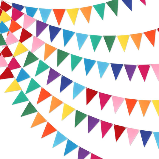 Pennant Banner Flags - 6-Pack Pre-Strung Rainbow Party Garland | Felt Triangle Bunting for Birthdays, Baby V1259-DP01-I-00039