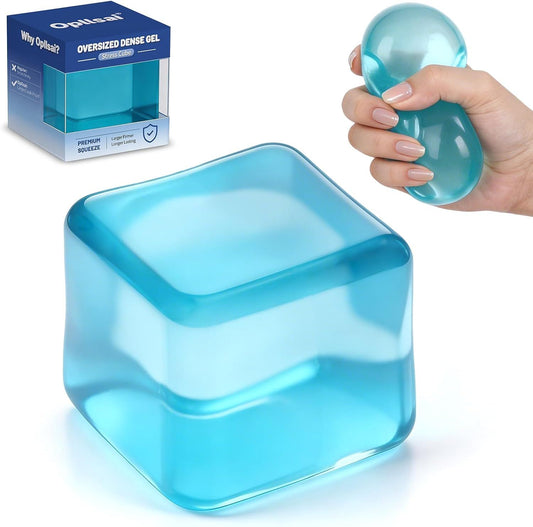 Oversized Dense Gel Stress Cube (2.55") - Anxiety Relief Fidget Toy - Larger, Firmer, Slow-Rise - V1259-DP01-I-00040