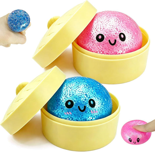 2PCS Mini Glitter Dumpling Squishy, 2026 Upgrade Dumling Mystery Box, Colorful Dumplings Stress Balls Fidget V1259-DP01-I-00041