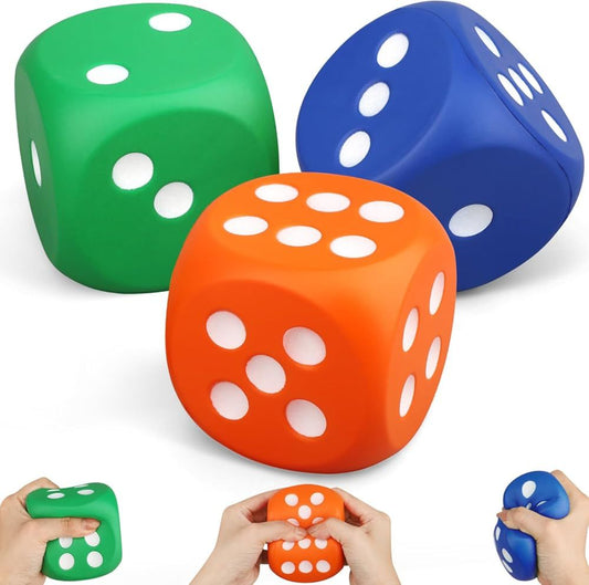 Large 3 Inch Foam Fidget Dice Toys, Jumbo Stress Toy Relief Big Dice, Squeeze Squishy Giant Large Fidgets V1259-DP01-I-00044