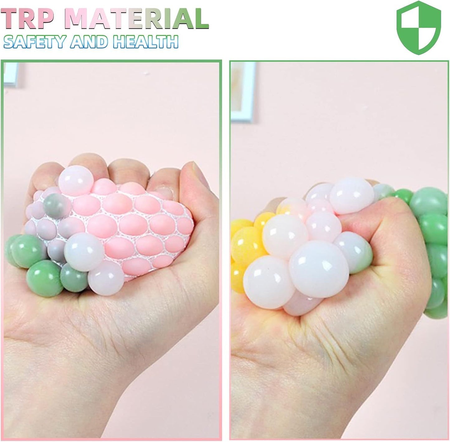 4 PCS Colorful Mesh Grape Stress Balls - Squeeze Color Change Fidget Toys for Stress Relief and Hand Exercise V1259-DP01-I-00047