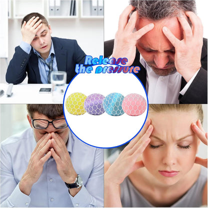 4 PCS Colorful Mesh Grape Stress Balls - Squeeze Color Change Fidget Toys for Stress Relief and Hand Exercise V1259-DP01-I-00047
